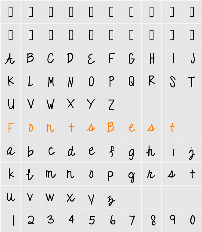 Purplelace Character Map