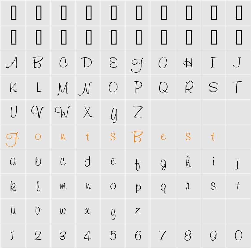 GE Light Stroke Character Map