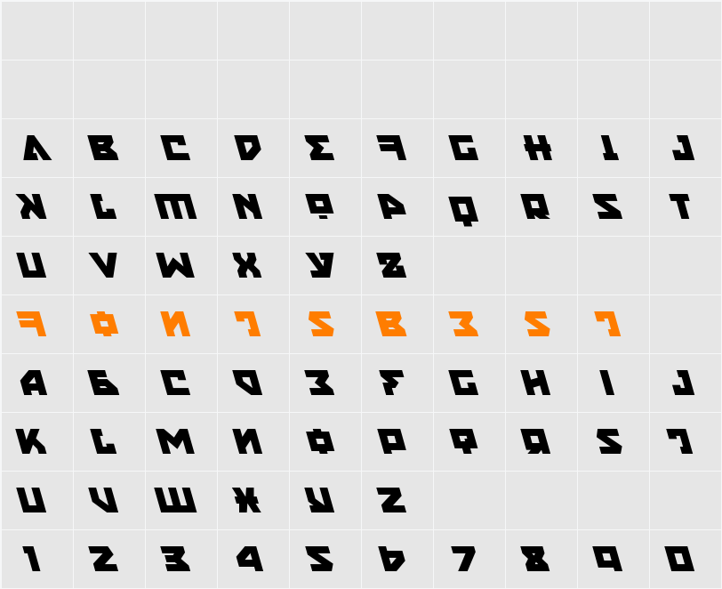 Nyet Leftalic Character Map