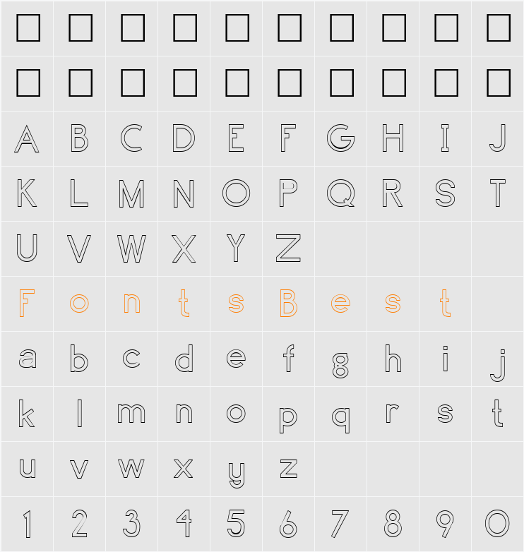 FZ BASIC 4 HOLLOW Character Map