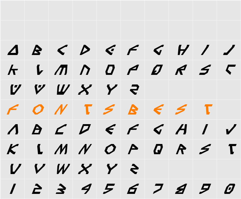 Terra Firma Italic Character Map