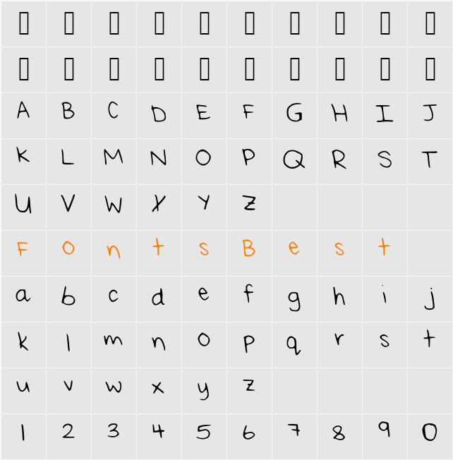 Rei_s_Handwriting_Thin Character Map