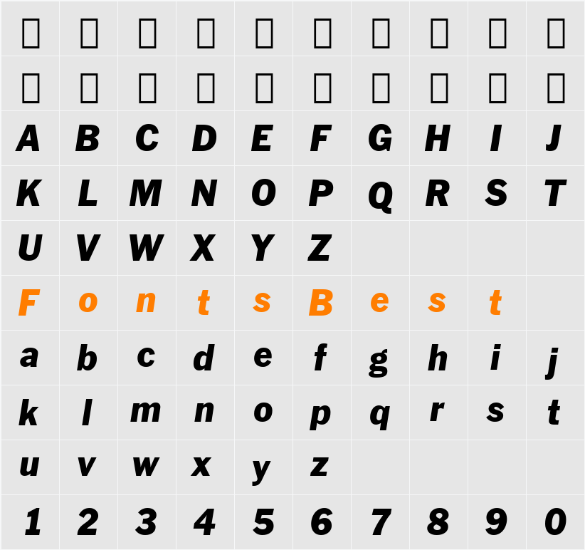 FrankGoth BT Character Map