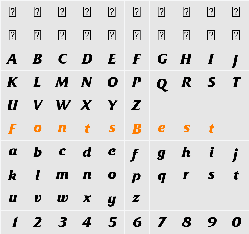 Friz Quadrata Com Bold Italic Character Map