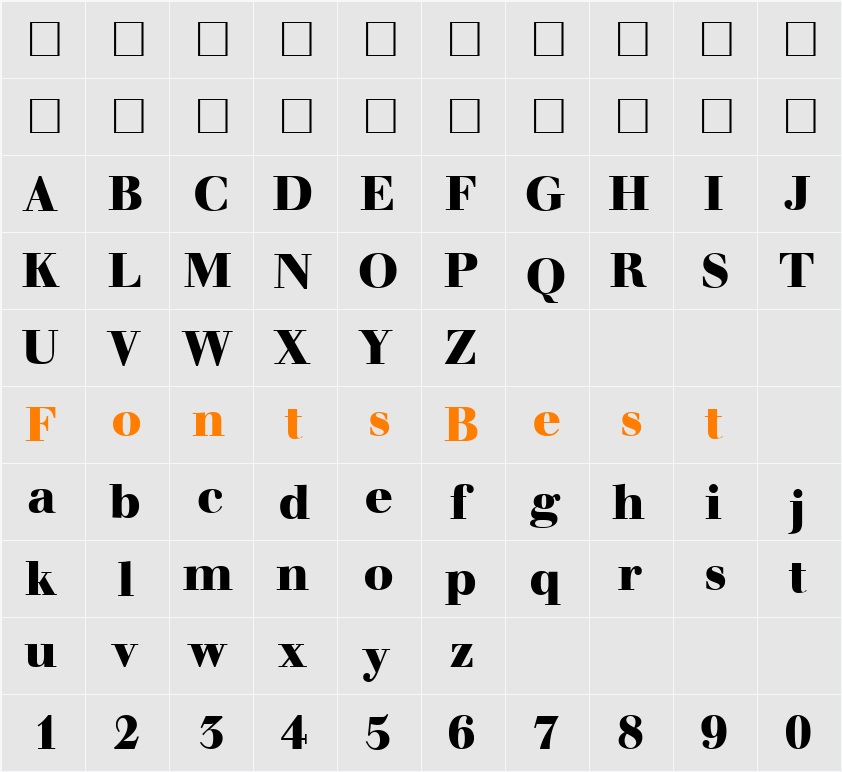 WalbaumDisplayHeavy Character Map
