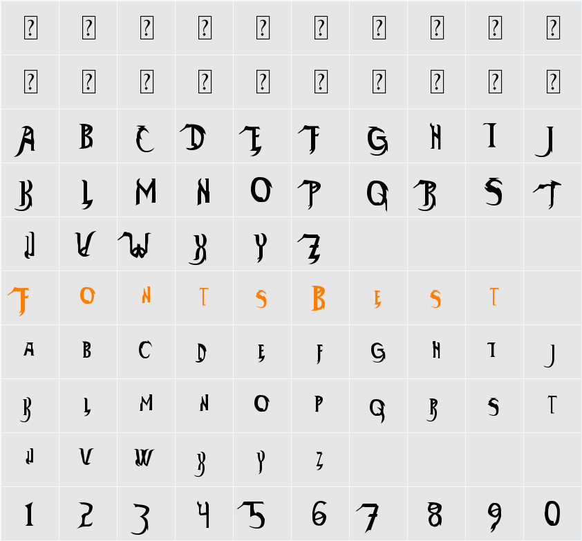 Thundara Character Map