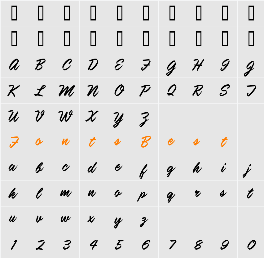 MartiniJF Character Map