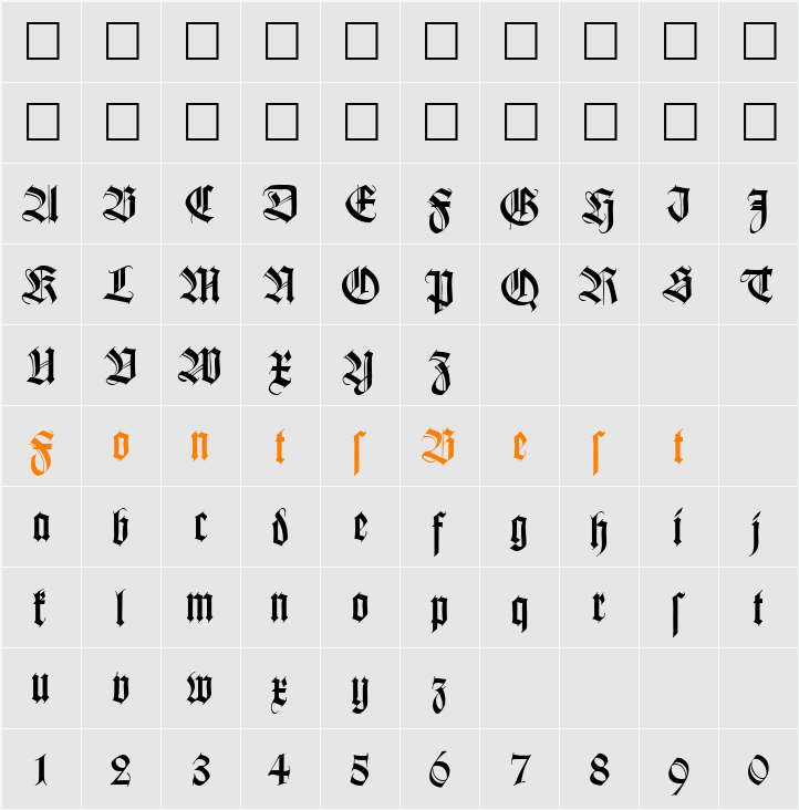 KochFraktur Character Map