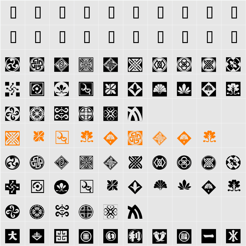 Orient Patterns Character Map