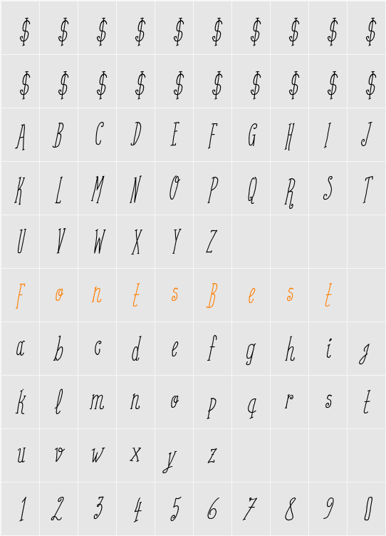 Coffee Written Character Map