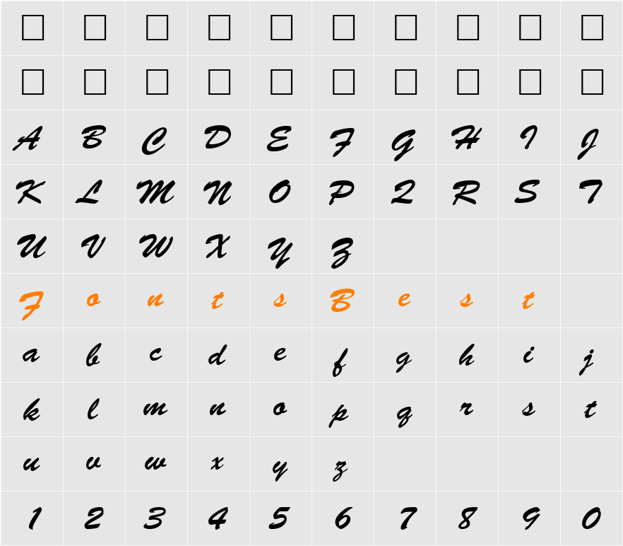 PT Angelica Character Map