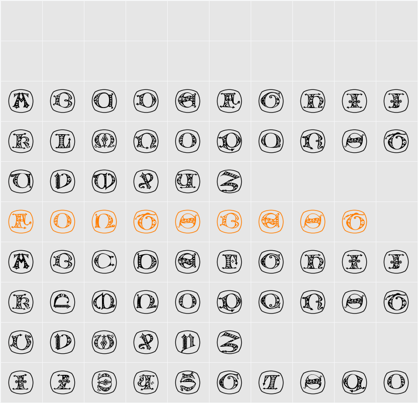 UncialButtonsB Character Map