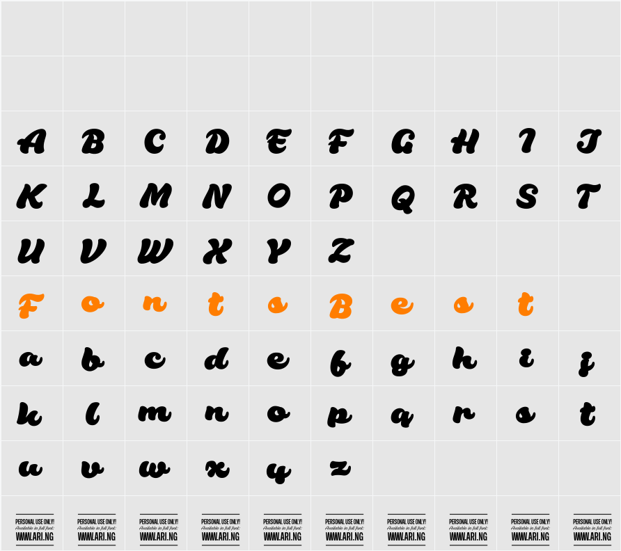 Habanero PERSONAL USE ONLY Character Map