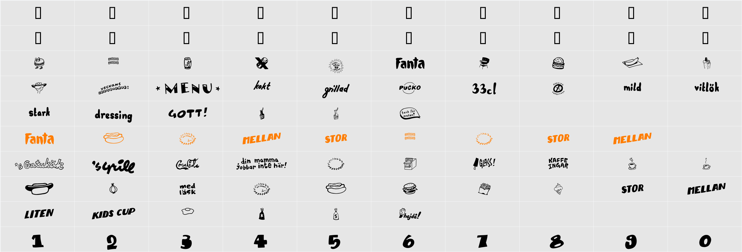 Grill Sans Character Map