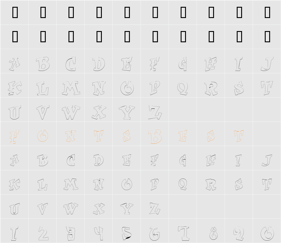 WassOutline Character Map