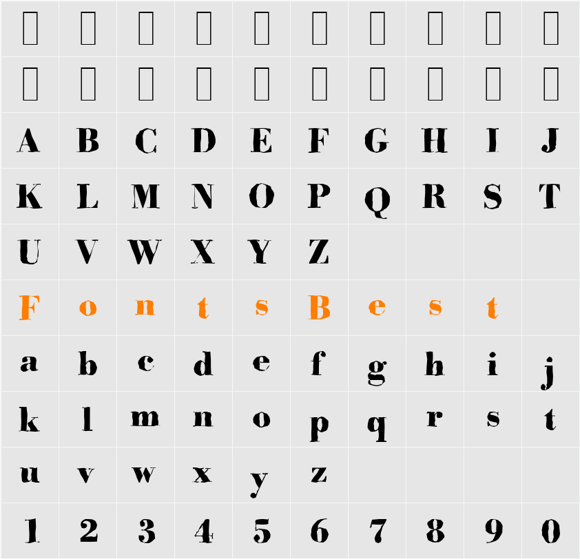 BodoniAntique-Xbold Character Map