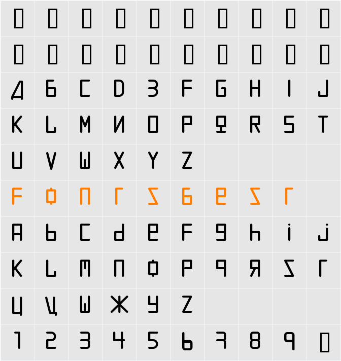 URALthin Character Map