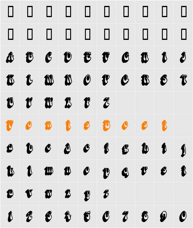 BoopShadow Character Map