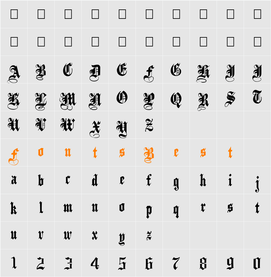 PlainBlack Character Map