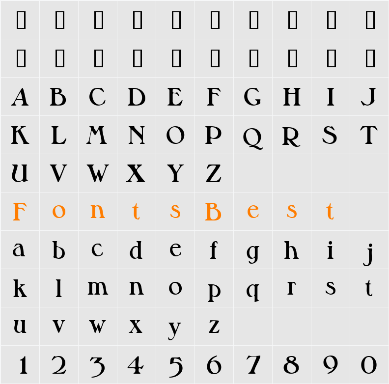 ValitBlackSSK Character Map