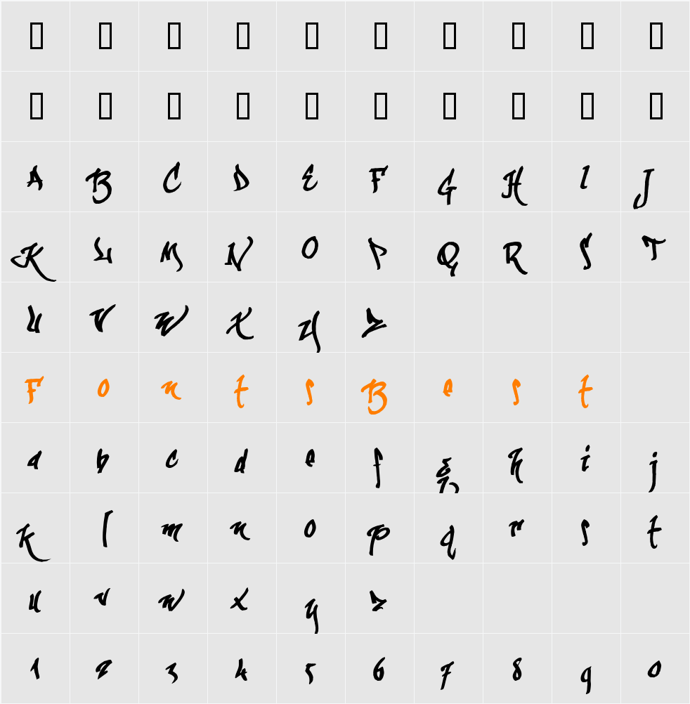 kaliGraff Character Map