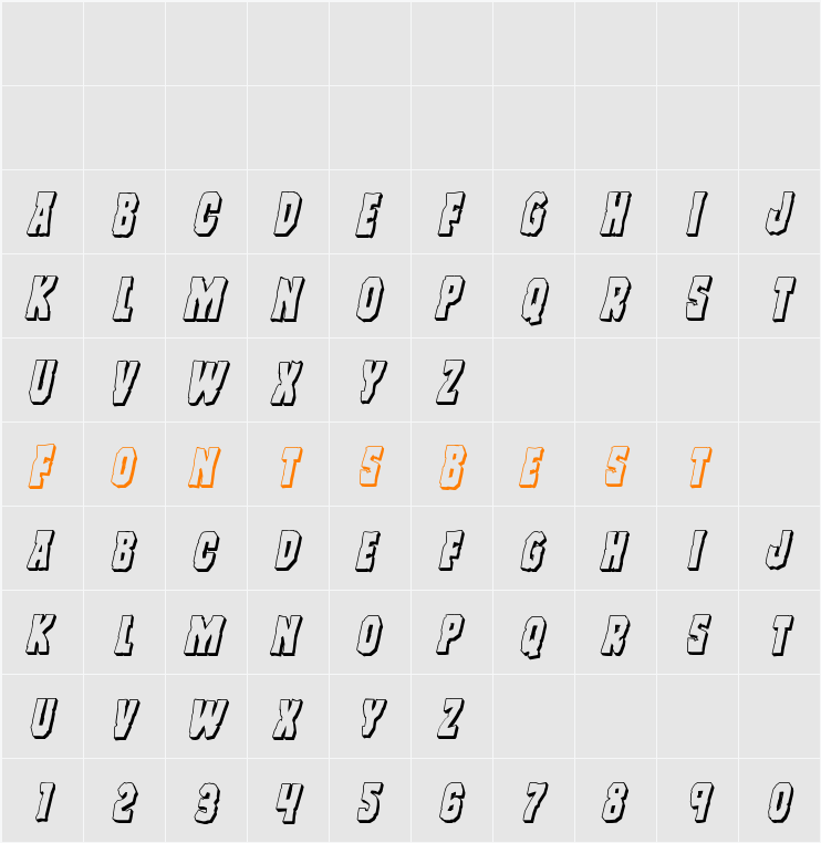 Freakfinder 3D Italic Character Map