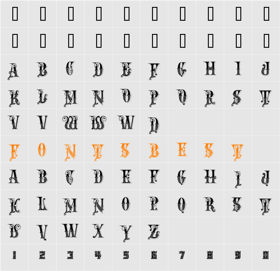 Rough Riders Alt Caps Character Map