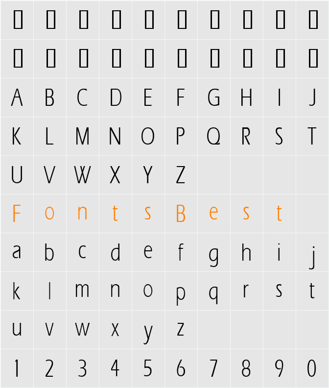 ErosCondensed Character Map