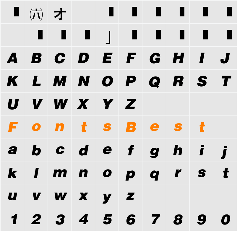 EU-F9X Character Map