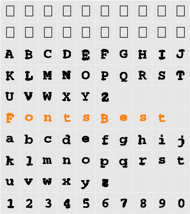FZ BASIC 54 MANGLED Character Map
