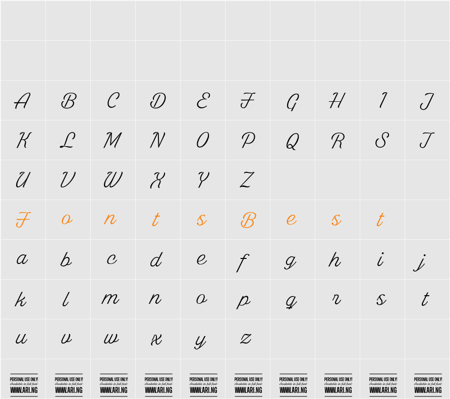 White Larch PERSONAL USE ONLY Character Map