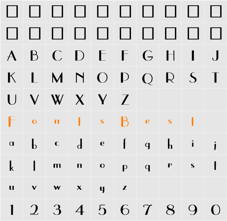 UppEa Bold Character Map