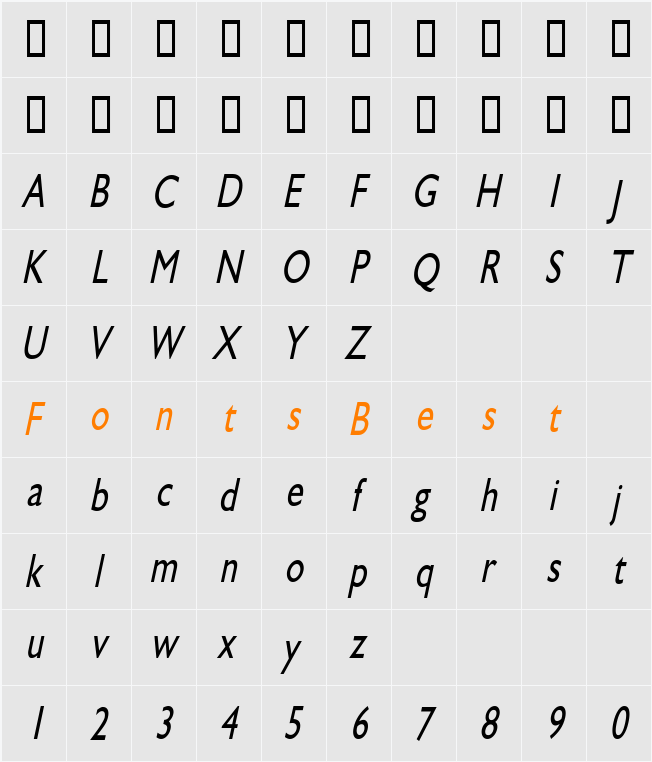 GibraltarCondensed Character Map