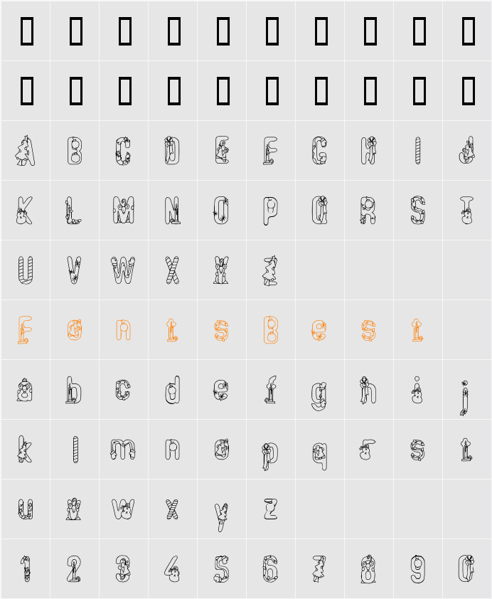 PC Holiday Character Map