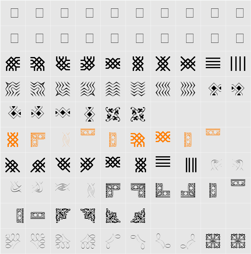 Borderbats-Filligree Character Map