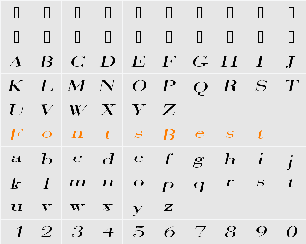 SweezExtended Character Map