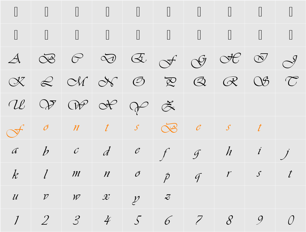 Vivaldi Character Map