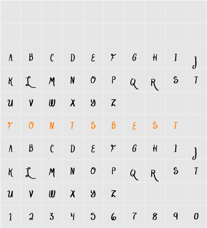Lake Script Character Map