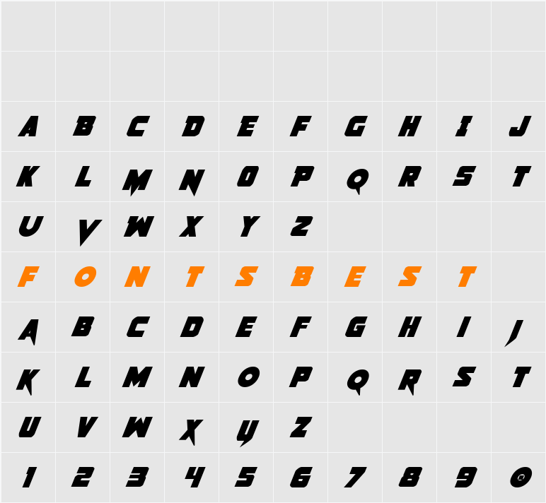 Pistoleer Bold Italic Character Map