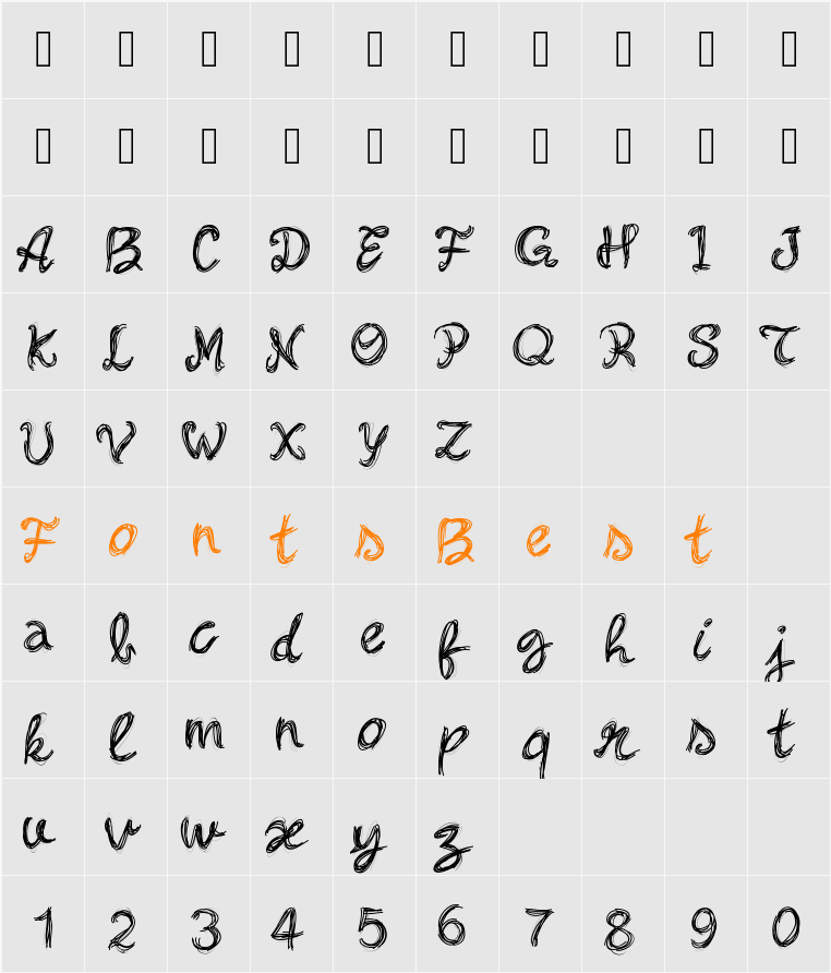 PWBella Character Map