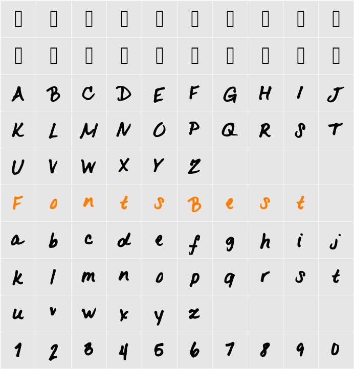 LovelyK Character Map
