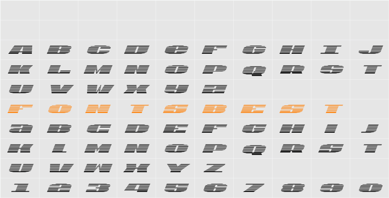 U.S.A. Gradient Italic Character Map