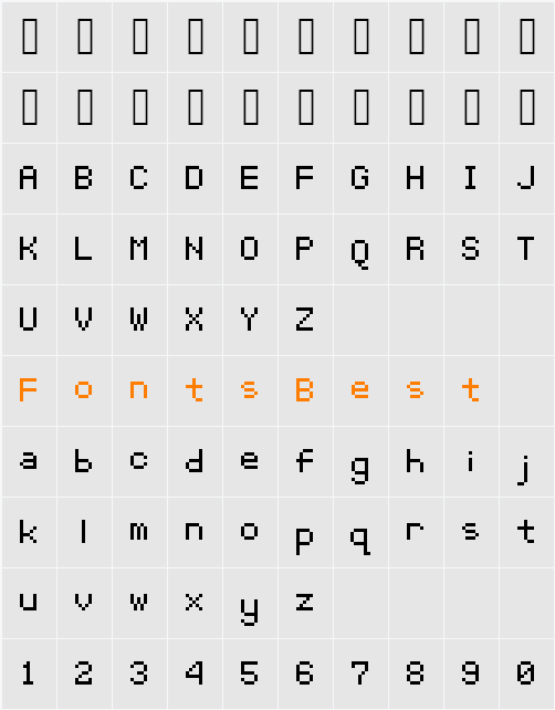 SGK100 Character Map