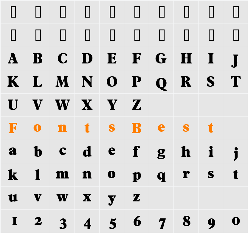 TympanDisplaySSi Character Map
