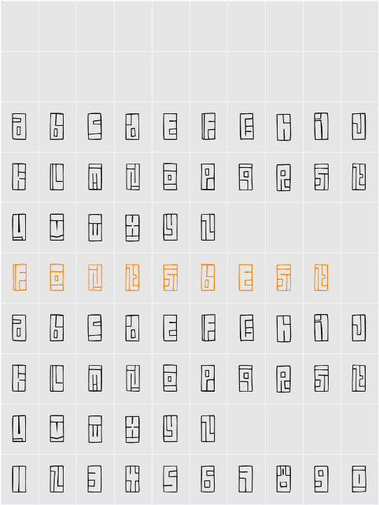 FE Box Font Character Map