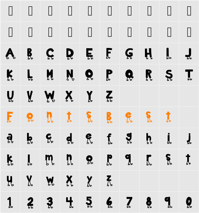 KBNowWalkItOut Character Map