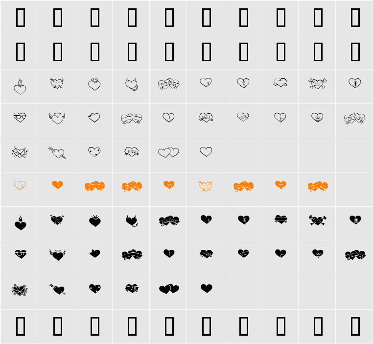 HeartBreaker BTN Character Map