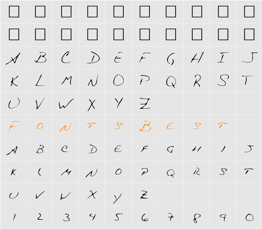 ZacksHand Character Map