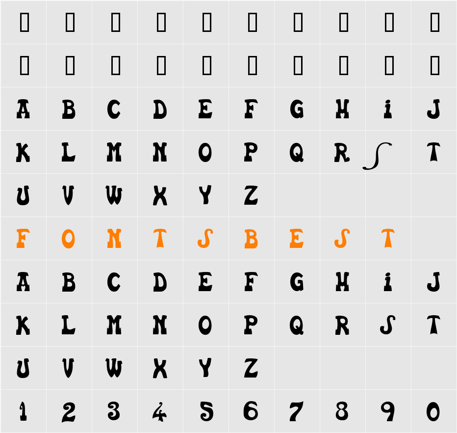 Euskal Font Character Map