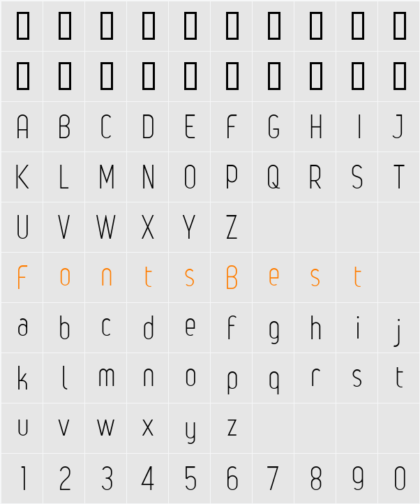 LegerLight Character Map